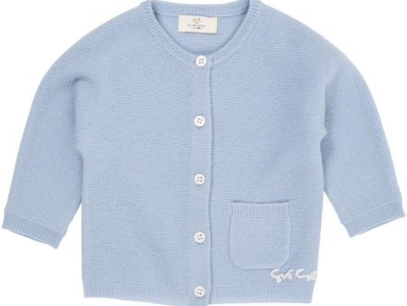 COPENHAGEN COLORS Dusty Blue Cashmere Classic Baby Cardigan Online Sale