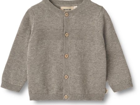 Wheat Warm Grey Melange Knit Cardigan Sofus Online now