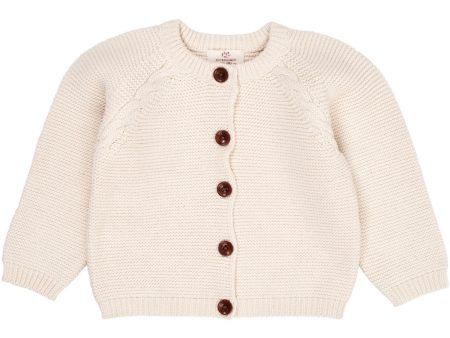 Copenhagen Colors Cream Classic Baby Cotton Cable Cardigan on Sale