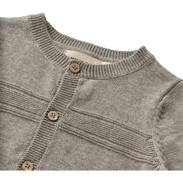 Wheat Warm Grey Melange Knit Cardigan Sofus Online now