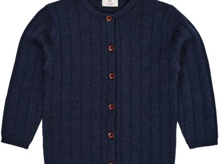 Copenhagen Colors Navy Merino Knitted Cardigan M. Bred Rib For Discount