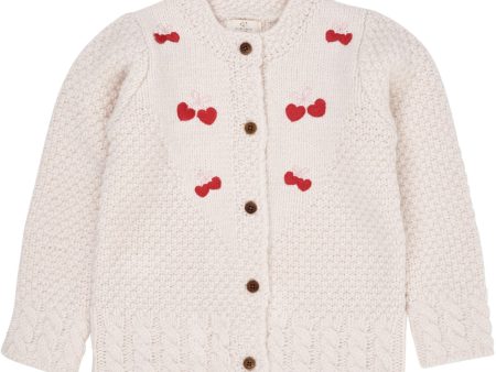 Copenhagen Colors Cream Lammeullcardigan M. Bow Emb on Sale