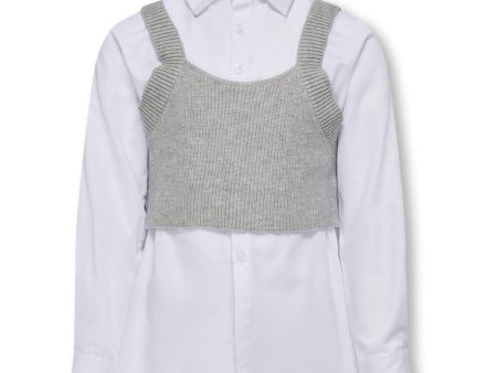 kids ONLY Cloud Dancer Zoe 2-delt skjorte med strikket vest Cheap