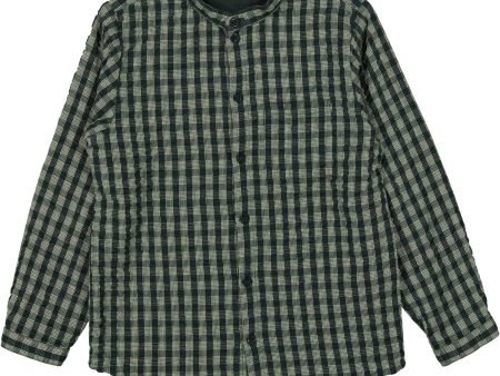 MarMar Seersucker Gingham Dark Leaf Check Theodor Skjorte Online Sale