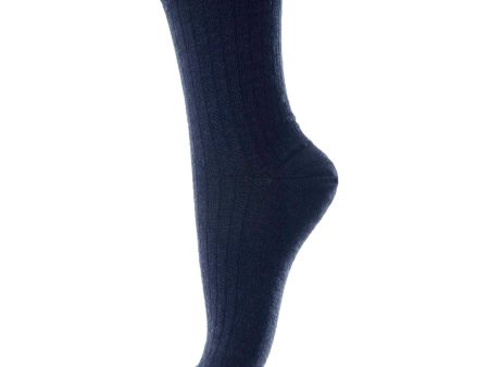 Mp Danmark Navy 718 Wool rib socks Sale