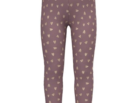 Name It Grape Shake W. Glitter Hearts Tavina Sweat Fleece Leggings Noos For Cheap