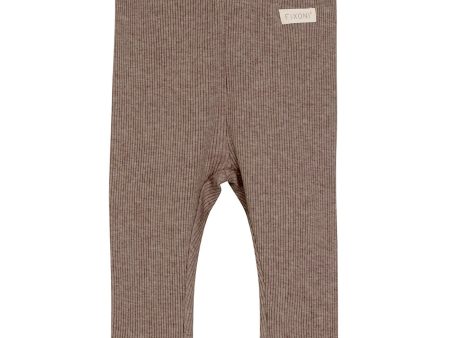 FIXONI Deep Taupe leggings melange ribbe For Cheap